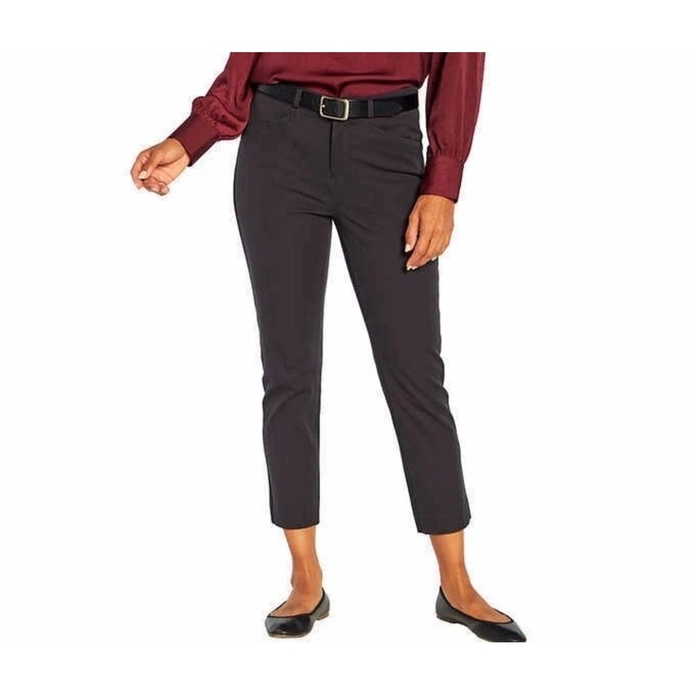 NWT Banana Republic Womens Slim Straight Cropped Pant True Black •6• Office Chic